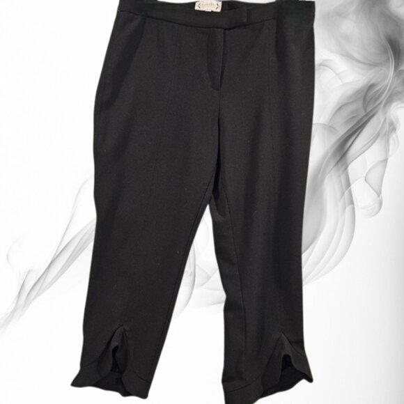 Nanette Lepore SZ 10 Black Capri Hi Lo Ruffled Hem Button Zip Closure No Pockets - Picture 1 of 11